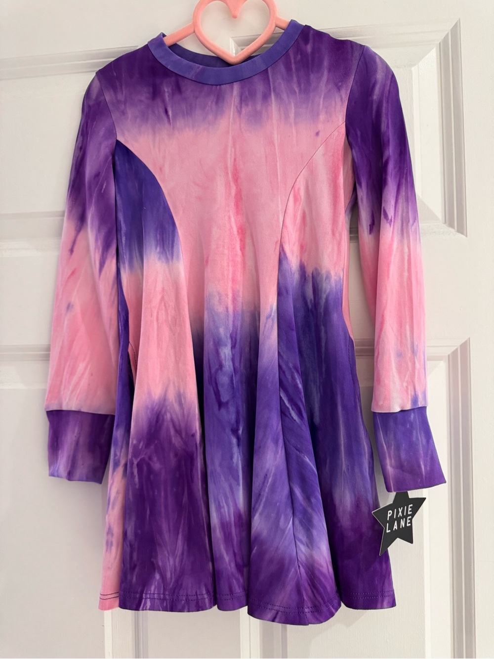 Pixielane Kids' Tie-Dye Pink & Purple Casual Dress